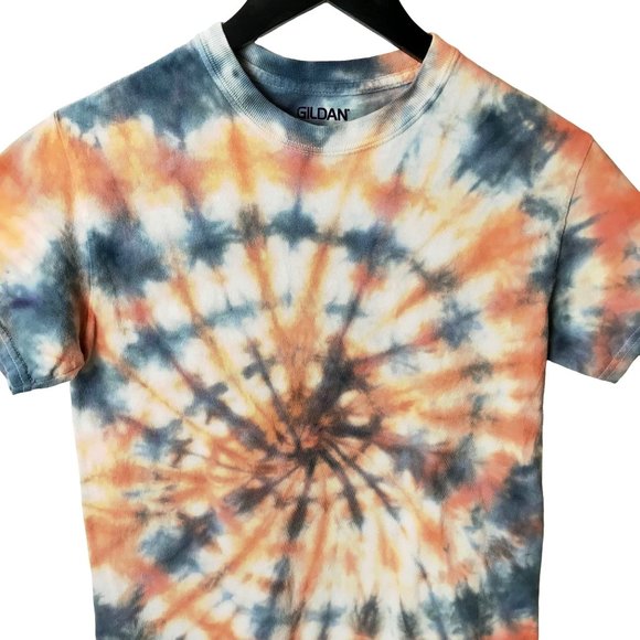 Gildan T Shirt Tie Dye Swirl Spiral Tee Short Sleeve Cotton Logo Adult Small S - Picture 2 of 10
